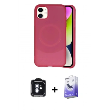 MARSİLYAN™- iPhone 11 Kılıf Ufuk Serisi - Siyah Bilvis 5in1 5D Magic Hayalet Cam Ekran Koruyucu + PVD Metal Kamera Lens - MI