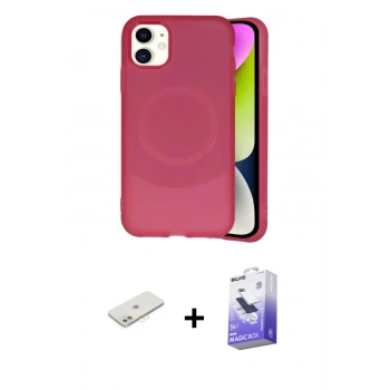 MARSİLYAN™- iPhone 11 Kılıf Ufuk Serisi - Siyah Bilvis 5in1 5D Magic Hayalet Cam Ekran Koruyucu + Renkli Kamera Lens Koruma Cam - TU