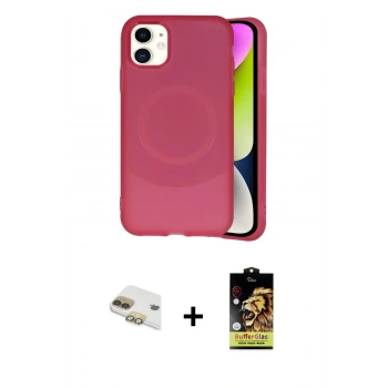 MARSİLYAN™- iPhone 11 Kılıf Ufuk Serisi - Siyah Buffer Cam Ekran Koruyucu + Pers Alüminyum Kamera Lens - GD