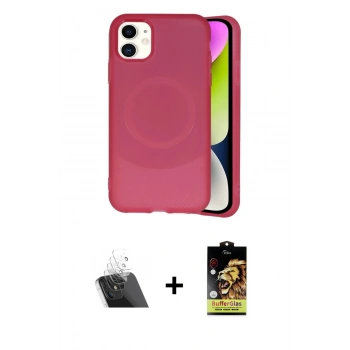 MARSİLYAN™- iPhone 11 Kılıf Ufuk Serisi - Siyah Buffer Cam Ekran Koruyucu + Kamera Lens Koruma Cam - SF