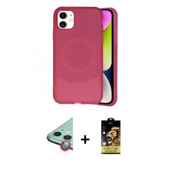 MARSİLYAN™- iPhone 11 Kılıf Ufuk Serisi - Siyah Buffer Cam Ekran Koruyucu + Raze Metal Kamera Lens - KI