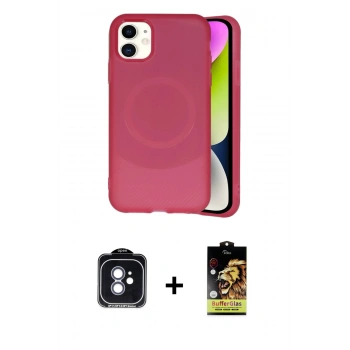 MARSİLYAN™- iPhone 11 Kılıf Ufuk Serisi - Siyah Buffer Cam Ekran Koruyucu + PVD Metal Kamera Lens - MI