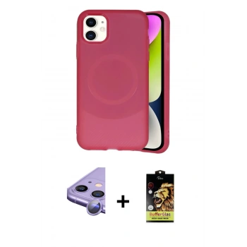 MARSİLYAN™- iPhone 11 Kılıf Ufuk Serisi - Siyah Buffer Cam Ekran Koruyucu + Raze Metal Kamera Lens - MR