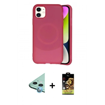 MARSİLYAN™- iPhone 11 Kılıf Ufuk Serisi - Siyah Buffer Cam Ekran Koruyucu + Raze Metal Kamera Lens - MI