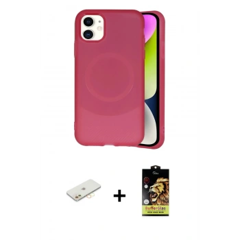MARSİLYAN™- iPhone 11 Kılıf Ufuk Serisi - Siyah Buffer Cam Ekran Koruyucu + Renkli Kamera Lens Koruma Cam - SI