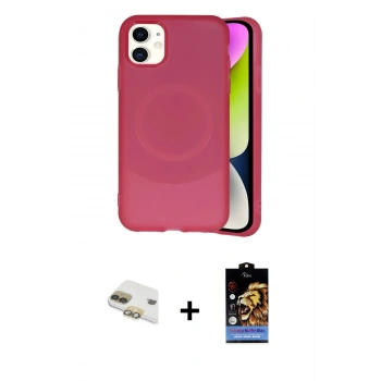 MARSİLYAN™- iPhone 11 Kılıf Ufuk Serisi - Siyah Buffer Hayalet Cam Ekran Koruyucu + Pers Alüminyum Kamera Lens - GD