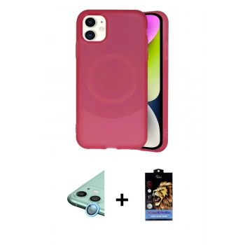 MARSİLYAN™- iPhone 11 Kılıf Ufuk Serisi - Siyah Buffer Hayalet Cam Ekran Koruyucu + Raze Metal Kamera Lens - MI