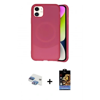 MARSİLYAN™- iPhone 11 Kılıf Ufuk Serisi - Siyah Buffer Hayalet Cam Ekran Koruyucu + Pers Alüminyum Kamera Lens - GI