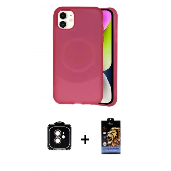 MARSİLYAN™- iPhone 11 Kılıf Ufuk Serisi - Siyah Buffer Hayalet Cam Ekran Koruyucu + PVD Metal Kamera Lens - TU