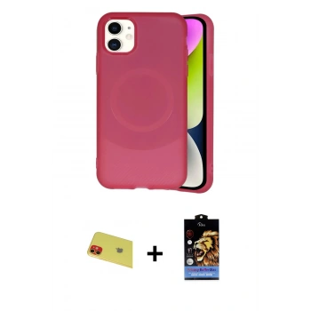 MARSİLYAN™- iPhone 11 Kılıf Ufuk Serisi - Siyah Buffer Hayalet Cam Ekran Koruyucu + Rainbow Kamera Lens Koruma Cam - KI