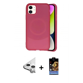 MARSİLYAN™- iPhone 11 Kılıf Ufuk Serisi - Siyah Buffer Hayalet Cam Ekran Koruyucu + Raze Metal Kamera Lens - GS
