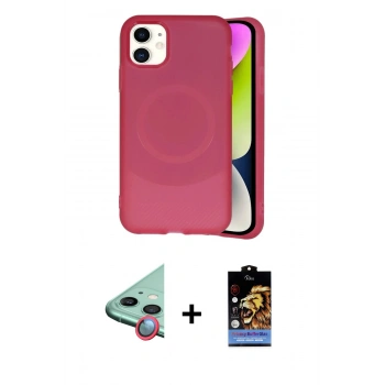 MARSİLYAN™- iPhone 11 Kılıf Ufuk Serisi - Siyah Buffer Hayalet Cam Ekran Koruyucu + Raze Metal Kamera Lens - KI