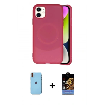MARSİLYAN™- iPhone 11 Kılıf Ufuk Serisi - Siyah Buffer Hayalet Cam Ekran Koruyucu + Neon Fosforlu Kamera Lens - TU