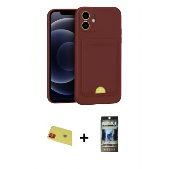 MARSİLYAN™- iPhone 11 Kılıf Vadi Çizgi Prime - Siyah 34D Hayalet Izgaralı Cam + Rainbow Kamera Lens Koruma Cam - KI