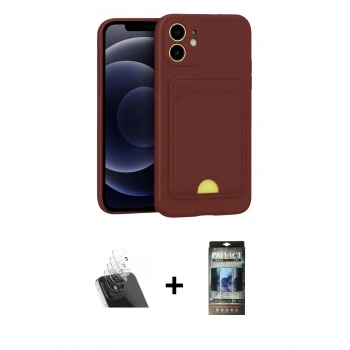 MARSİLYAN™- iPhone 11 Kılıf Vadi Çizgi Prime - Siyah 34D Hayalet Izgaralı Cam + Kamera Lens Koruma Cam - SF