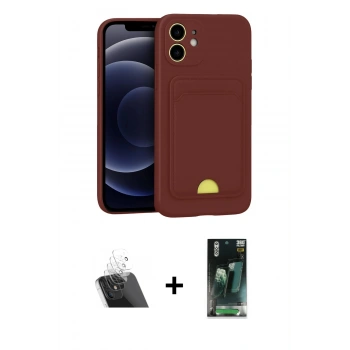 MARSİLYAN™- iPhone 11 Kılıf Vadi Çizgi Prime - Siyah 360 Mat Full Body Arka Koruyucu + Kamera Lens Koruma Cam - SF
