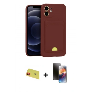MARSİLYAN™- iPhone 11 Kılıf Vadi Çizgi Prime - Siyah 3D Antistatik Mat Seramik Nano Ekran Koruyucu + Rainbow Kamera Lens Koruma Cam - KI