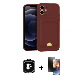 MARSİLYAN™- iPhone 11 Kılıf Vadi Çizgi Prime - Siyah 3D Antistatik Mat Seramik Nano Ekran Koruyucu + PVD Metal Kamera Lens - TU