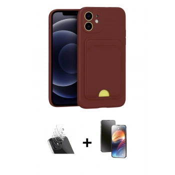 MARSİLYAN™- iPhone 11 Kılıf Vadi Çizgi Prime - Siyah 3D Antistatik Mat Seramik Nano Ekran Koruyucu + Kamera Lens Koruma Cam - SF