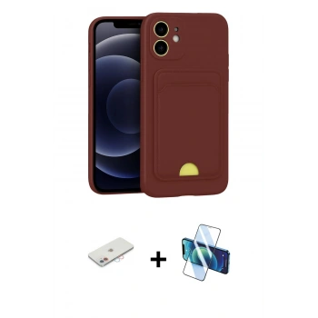 MARSİLYAN™- iPhone 11 Kılıf Vadi Çizgi Prime - Siyah 3D Antistatik Seramik Nano Ekran Koruyucu + Renkli Kamera Lens Koruma Cam - PE