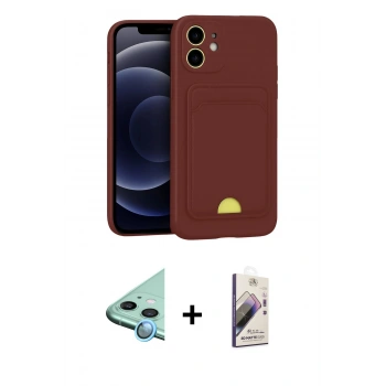 MARSİLYAN™- iPhone 11 Kılıf Vadi Çizgi Prime - Siyah Bilvis 3D Mat Cam Ekran Koruyucu + Raze Metal Kamera Lens - MI