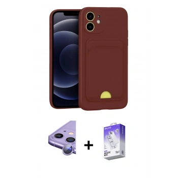 MARSİLYAN™- iPhone 11 Kılıf Vadi Çizgi Prime - Siyah Bilvis 5in1 3D Magic Cam Ekran Koruyucu + Raze Metal Kamera Lens - MR