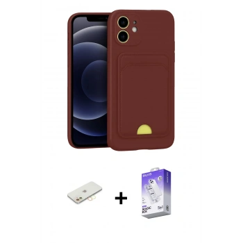 MARSİLYAN™- iPhone 11 Kılıf Vadi Çizgi Prime - Siyah Bilvis 5in1 3D Magic Cam Ekran Koruyucu + Renkli Kamera Lens Koruma Cam - SI