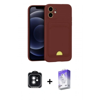 MARSİLYAN™- iPhone 11 Kılıf Vadi Çizgi Prime - Siyah Bilvis 5in1 3D Magic Cam Ekran Koruyucu + PVD Metal Kamera Lens - SH