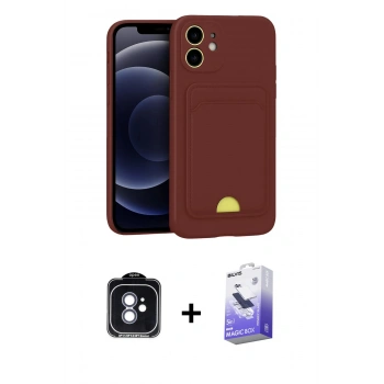 MARSİLYAN™- iPhone 11 Kılıf Vadi Çizgi Prime - Siyah Bilvis 5in1 5D Magic Hayalet Cam Ekran Koruyucu + PVD Metal Kamera Lens - MI