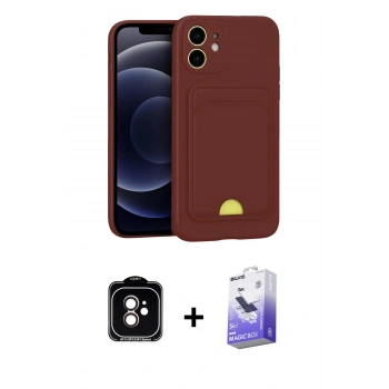MARSİLYAN™- iPhone 11 Kılıf Vadi Çizgi Prime - Siyah Bilvis 5in1 5D Magic Hayalet Cam Ekran Koruyucu + PVD Metal Kamera Lens - TU