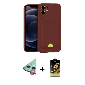 MARSİLYAN™- iPhone 11 Kılıf Vadi Çizgi Prime - Siyah Buffer Cam Ekran Koruyucu + Raze Metal Kamera Lens - KI