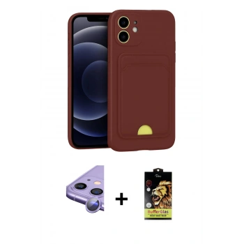 MARSİLYAN™- iPhone 11 Kılıf Vadi Çizgi Prime - Siyah Buffer Cam Ekran Koruyucu + Raze Metal Kamera Lens - MR