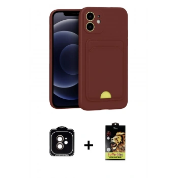 MARSİLYAN™- iPhone 11 Kılıf Vadi Çizgi Prime - Siyah Buffer Cam Ekran Koruyucu + PVD Metal Kamera Lens - TU