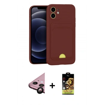 MARSİLYAN™- iPhone 11 Kılıf Vadi Çizgi Prime - Siyah Buffer Cam Ekran Koruyucu + Raze Metal Kamera Lens - SH