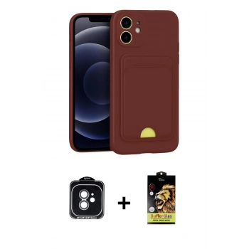 MARSİLYAN™- iPhone 11 Kılıf Vadi Çizgi Prime - Siyah Buffer Cam Ekran Koruyucu + PVD Metal Kamera Lens - YL