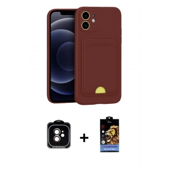 MARSİLYAN™- iPhone 11 Kılıf Vadi Çizgi Prime - Siyah Buffer Hayalet Cam Ekran Koruyucu + PVD Metal Kamera Lens - TU