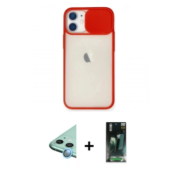 MARSİLYAN™- iPhone 11 Kılıf Vadi Çizgi - Şeffaf 360 Full Body Arka Koruyucu + Raze Metal Kamera Lens - MI