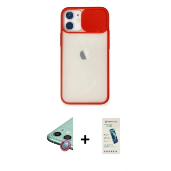 MARSİLYAN™- iPhone 11 Kılıf Vadi Çizgi - Şeffaf Pasifik Cam Ekran Koruyucu + Raze Metal Kamera Lens - KI
