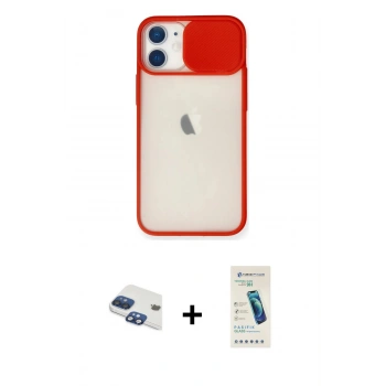 MARSİLYAN™- iPhone 11 Kılıf Vadi Çizgi - Şeffaf Pasifik Cam Ekran Koruyucu + Pers Alüminyum Kamera Lens - LT