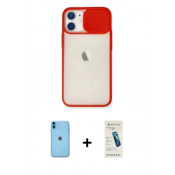 MARSİLYAN™- iPhone 11 Kılıf Vadi Çizgi - Şeffaf Pasifik Cam Ekran Koruyucu + Neon Fosforlu Kamera Lens - MI