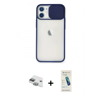 MARSİLYAN™- iPhone 11 Kılıf Vadi Çizgi - Şeffaf Pasifik Cam Ekran Koruyucu + Pers Alüminyum Kamera Lens - YL