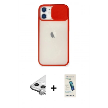 MARSİLYAN™- iPhone 11 Kılıf Vadi Çizgi - Şeffaf Pasifik Cam Ekran Koruyucu + Raze Metal Kamera Lens - GS