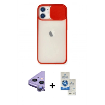 MARSİLYAN™- iPhone 11 Kılıf Vadi Çizgi - Şeffaf Royal Nano Ekran Koruyucu + Raze Metal Kamera Lens - MR