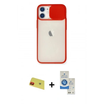 MARSİLYAN™- iPhone 11 Kılıf Vadi Çizgi - Şeffaf Royal Nano Ekran Koruyucu + Rainbow Kamera Lens Koruma Cam - KI