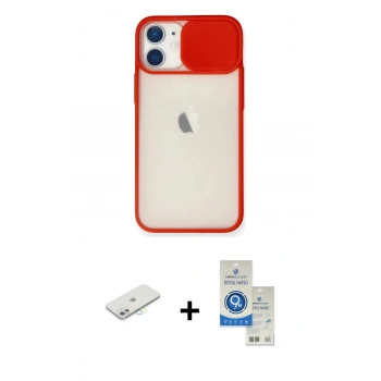MARSİLYAN™- iPhone 11 Kılıf Vadi Çizgi - Şeffaf Royal Nano Ekran Koruyucu + Renkli Kamera Lens Koruma Cam - SI