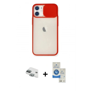 MARSİLYAN™- iPhone 11 Kılıf Vadi Çizgi - Şeffaf Royal Nano Ekran Koruyucu + Pers Alüminyum Kamera Lens - YL