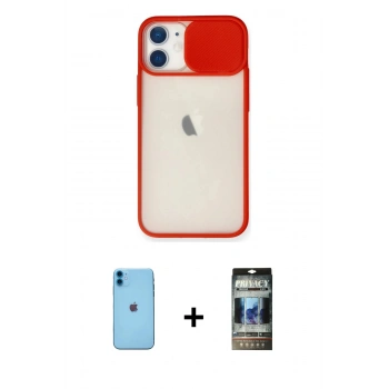 MARSİLYAN™- iPhone 11 Kılıf Vadi Çizgi - Siyah 34D Hayalet Izgaralı Cam + Neon Fosforlu Kamera Lens - MI