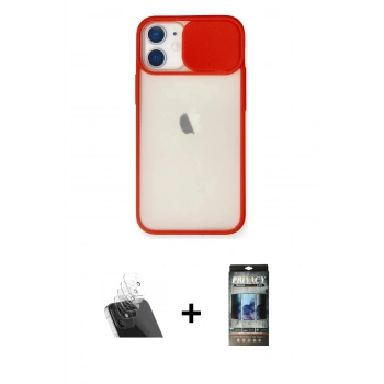 MARSİLYAN™- iPhone 11 Kılıf Vadi Çizgi - Siyah 34D Hayalet Izgaralı Cam + Kamera Lens Koruma Cam - SF