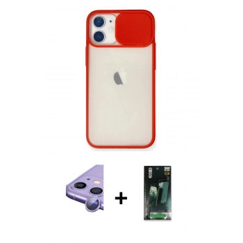 MARSİLYAN™- iPhone 11 Kılıf Vadi Çizgi - Siyah 360 Mat Full Body Arka Koruyucu + Raze Metal Kamera Lens - MR