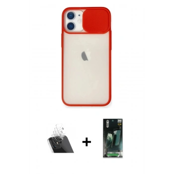 MARSİLYAN™- iPhone 11 Kılıf Vadi Çizgi - Siyah 360 Mat Full Body Arka Koruyucu + Kamera Lens Koruma Cam - SF